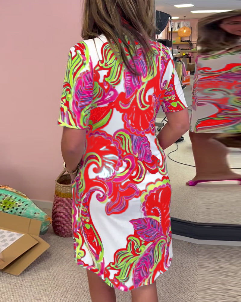 ARIA PRINTED SHIFT DRESS