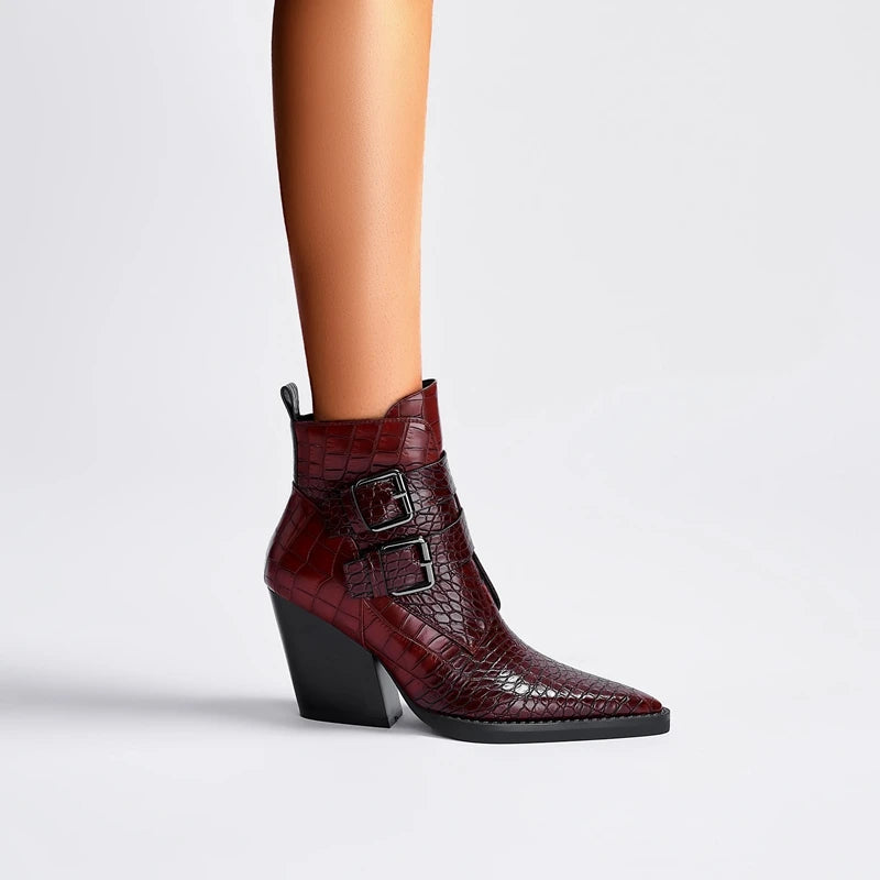 Westline Buckle Leather Boots